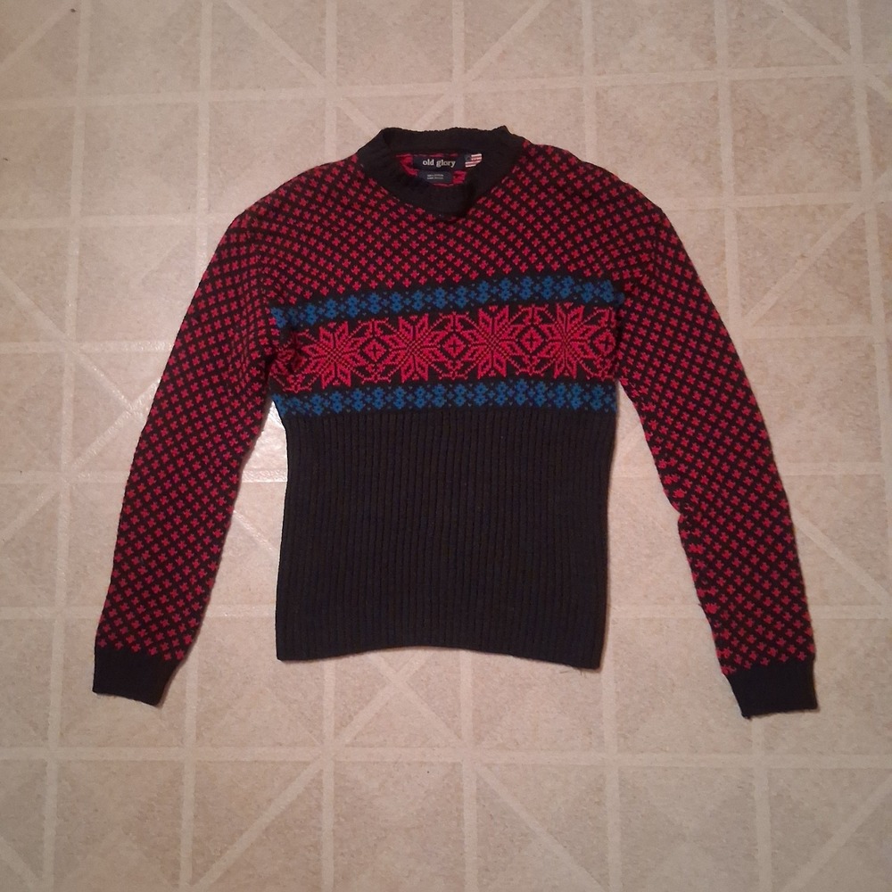 Vintage‎ 80s 90s Snowflake Christmas Knit Sweater Made in USA Old Glory Comfy